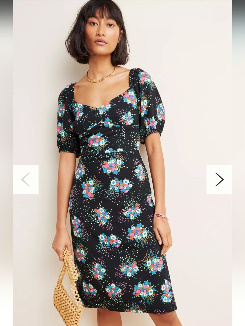 Anthropologie Tabia Sweetheart Neckline Knee Length Dress Black Size 6